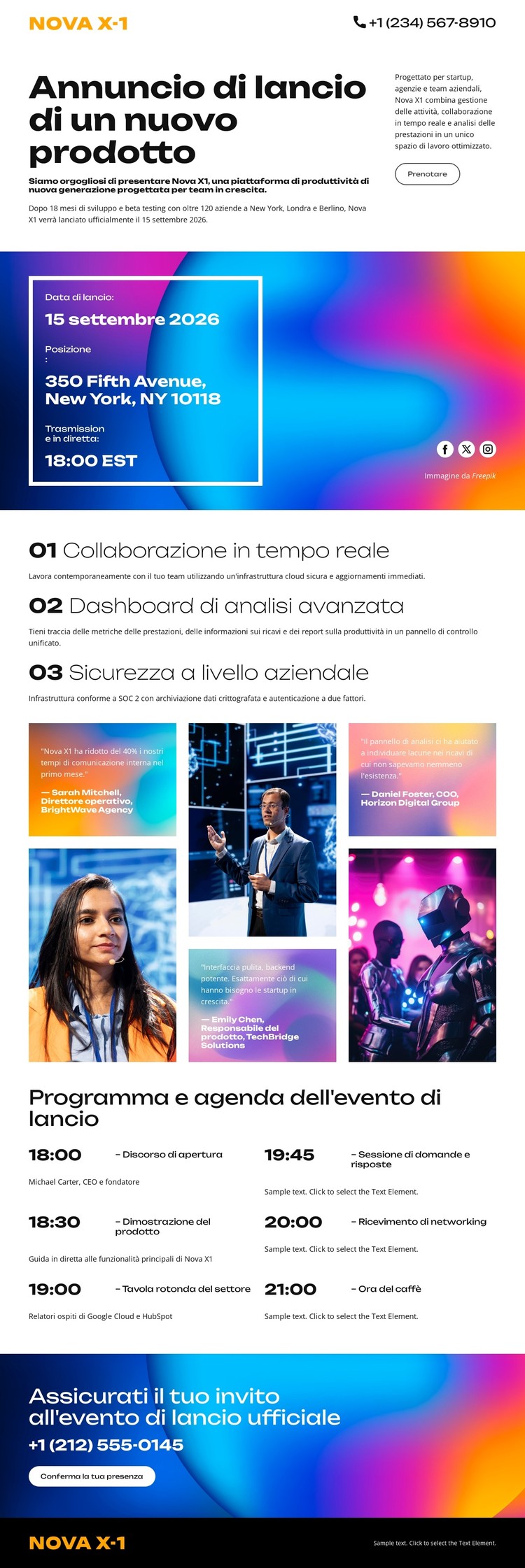 Annunci aziendali ed eventi Modello CSS