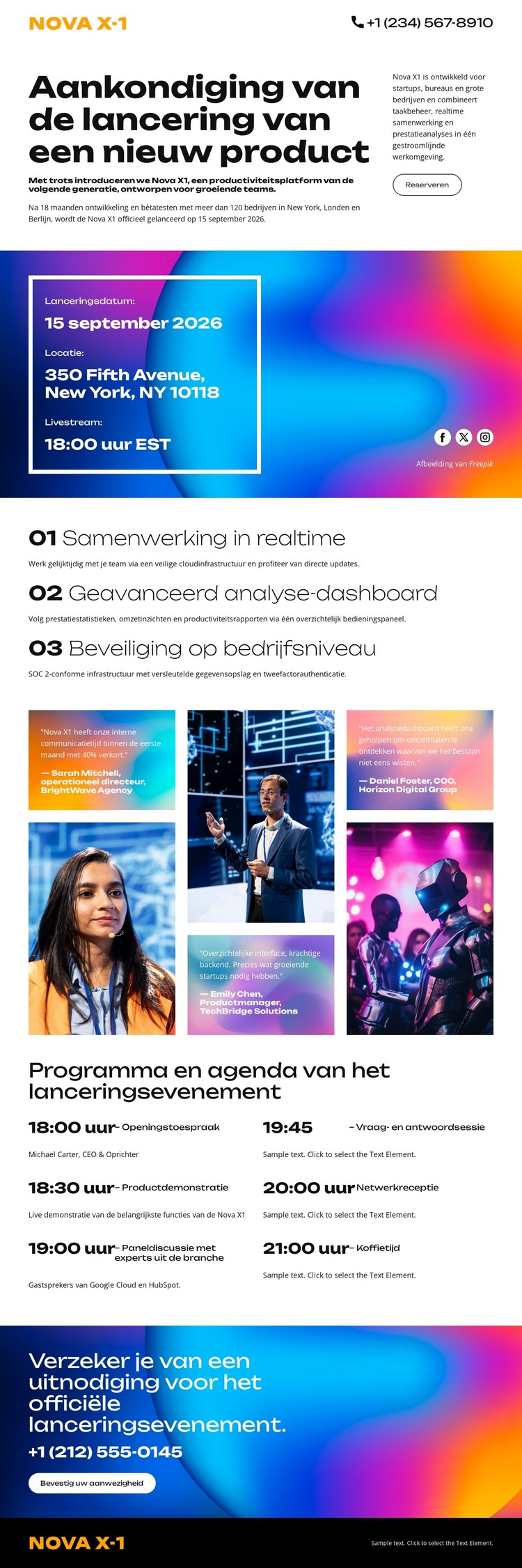 Evenement- en bedrijfsmededeling HTML-sjabloon