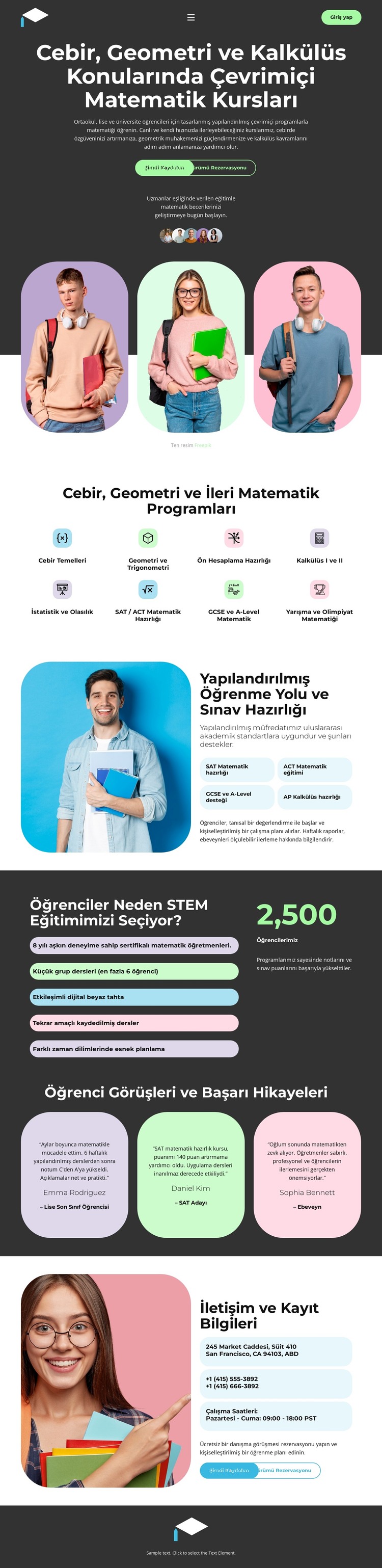 Profesyonel Matematik Eğitimi HTML Şablonu