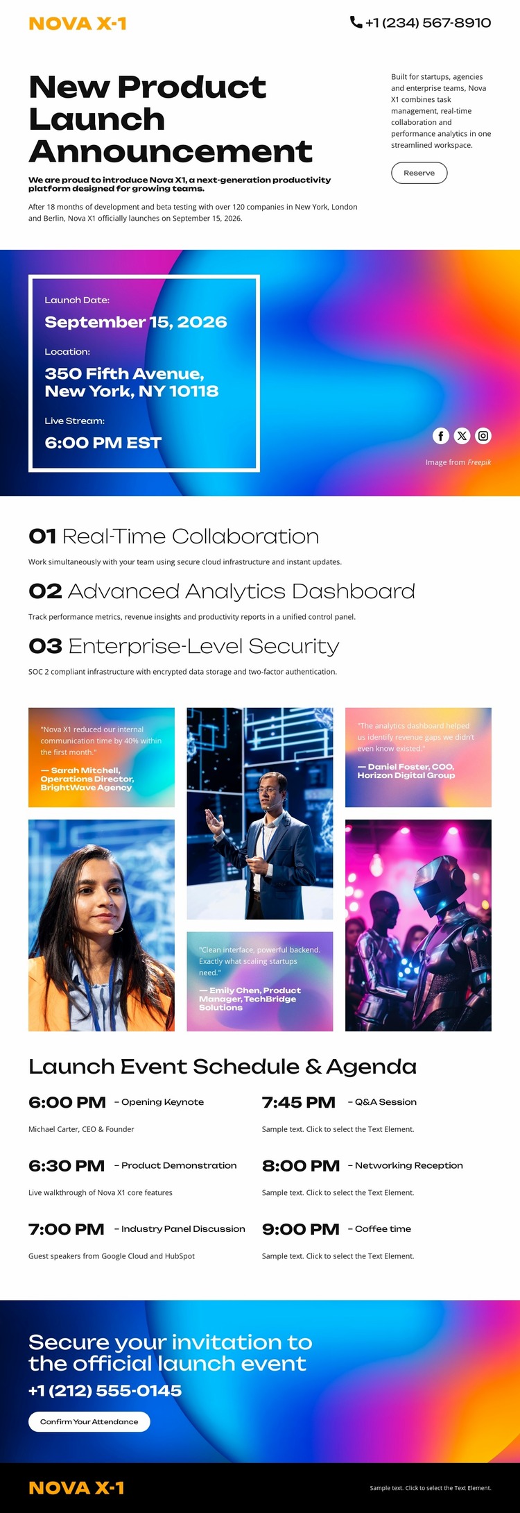 Event & Corporate Announcement Website Mockup