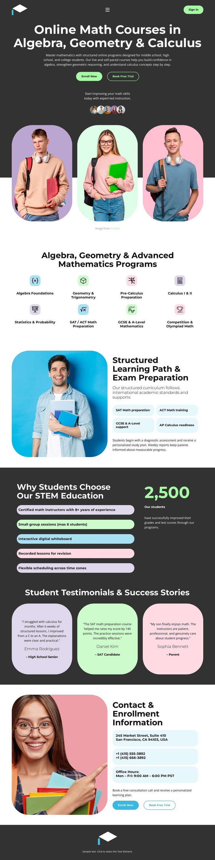 Professional Math Education Website Template