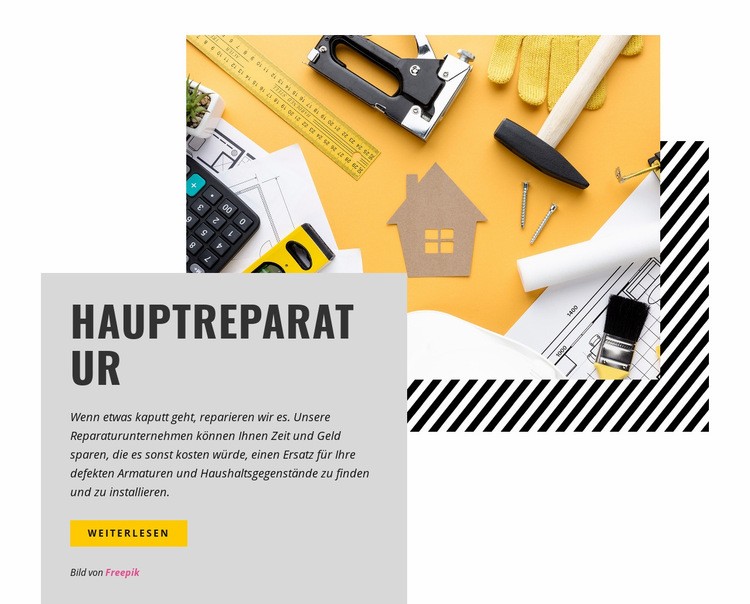 Wir bieten kritische Reparaturen an Website Builder-Vorlagen