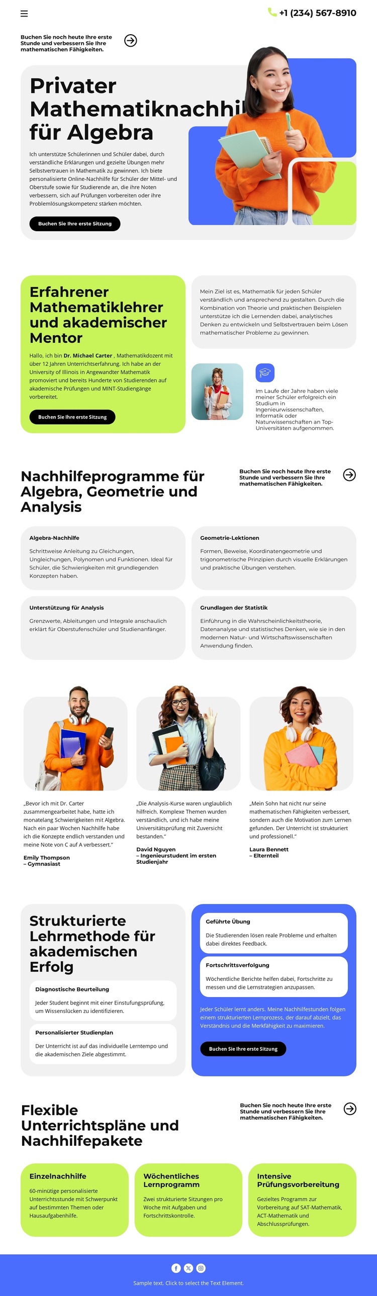 Privater Mathematiklehrer Website-Vorlage