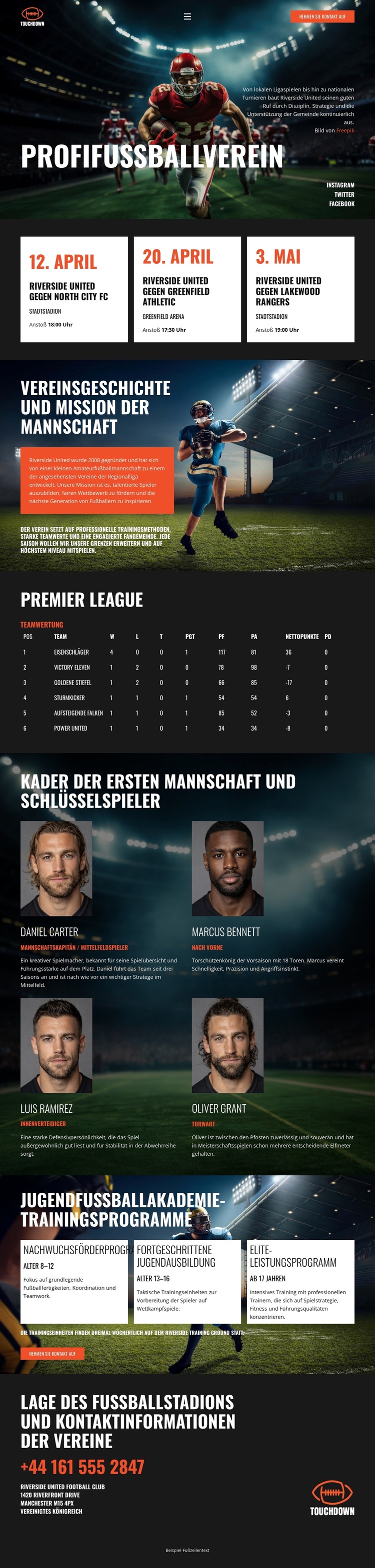 Modernes Fußballteam WordPress-Theme