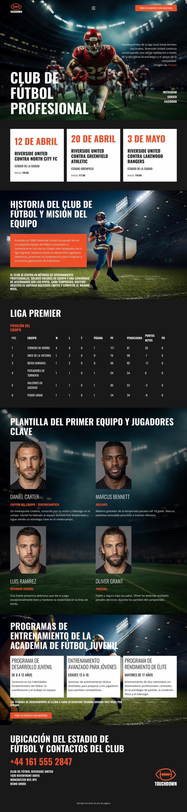 Equipo de fútbol moderno Plantilla Joomla