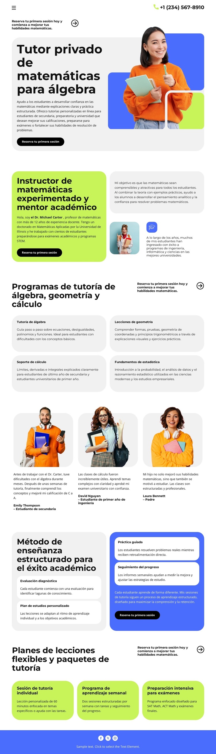Tutor privado de matemáticas Tema de WordPress