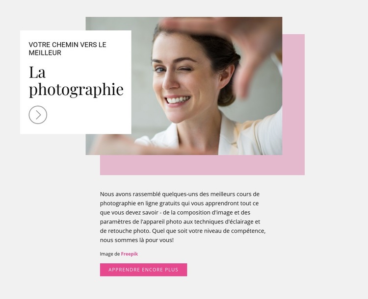 Améliorez vos compétences en photographie Maquette de site Web