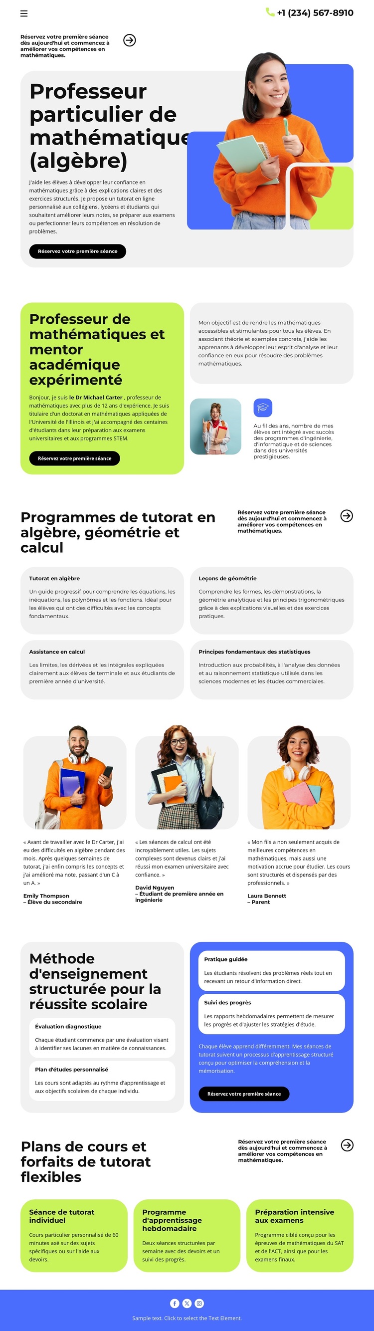 Professeur particulier de mathématiques Thème WordPress