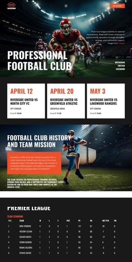 Modern Football Team HTML5 Templates