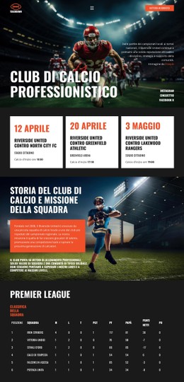 Squadra Di Calcio Moderna Template CSS Premium