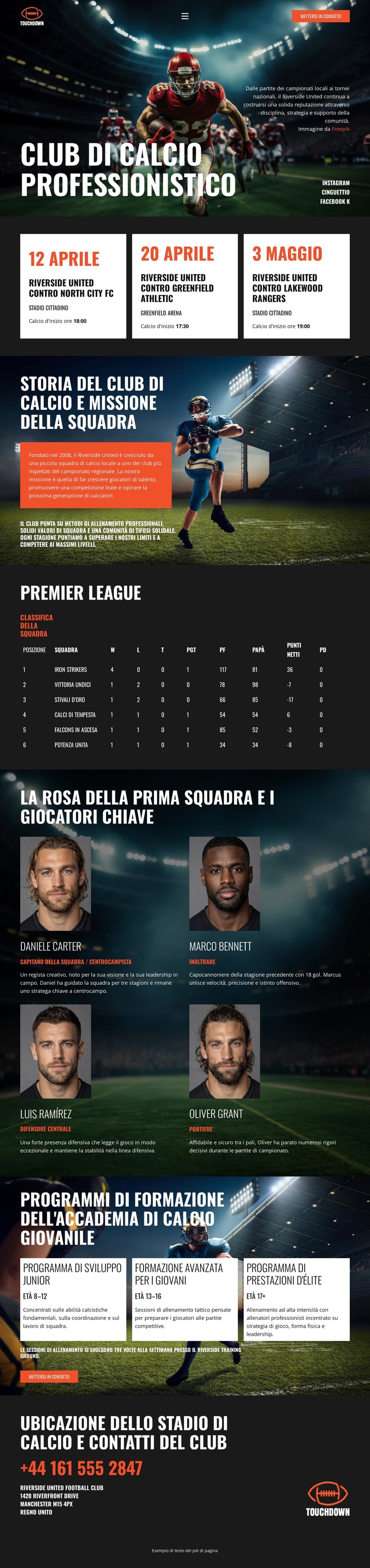 Squadra di calcio moderna Modello CSS