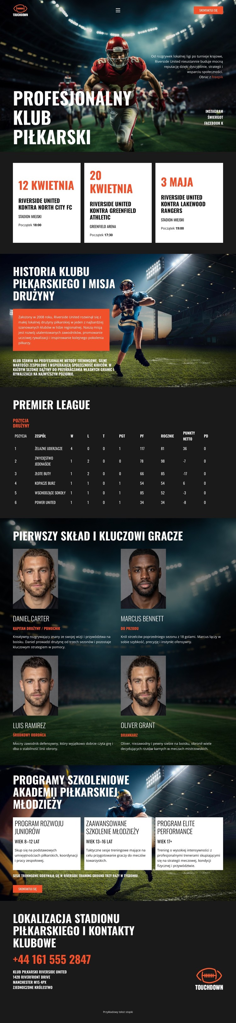 Nowoczesna drużyna piłkarska Szablon CSS