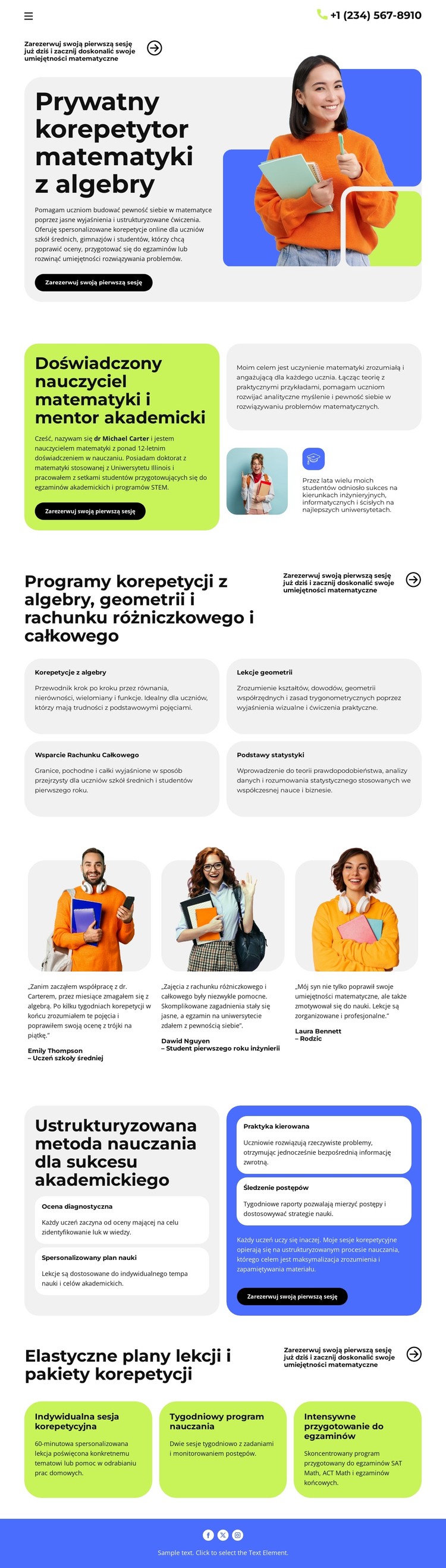 Prywatny korepetytor matematyki Szablon HTML