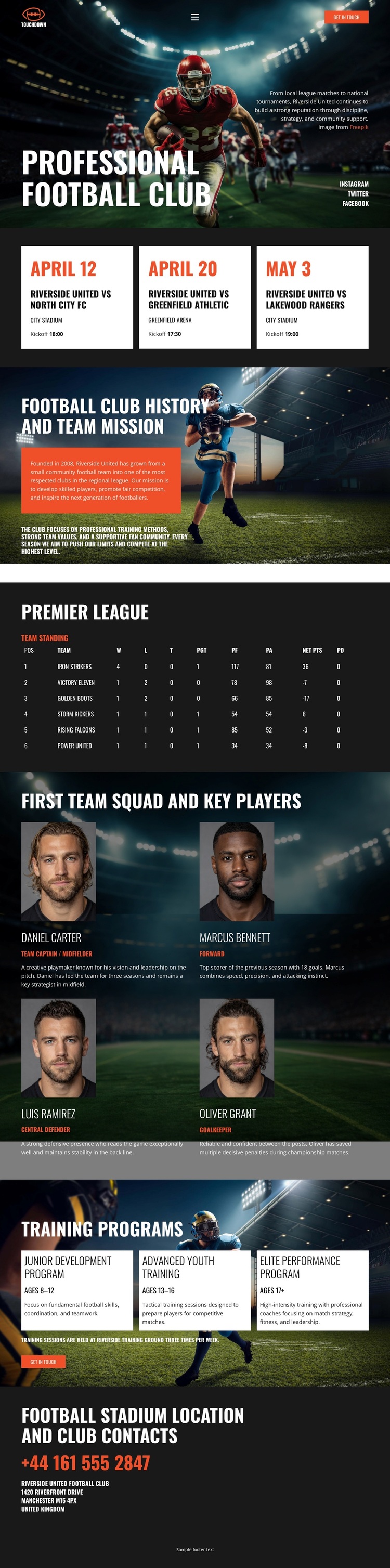 Modern Football Team Template