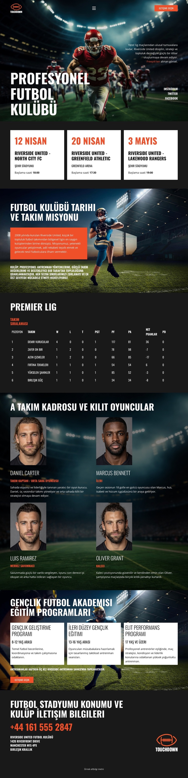 Modern Futbol Takımı WordPress Teması