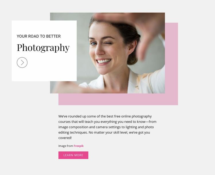Improve your photography skills Website Mockup