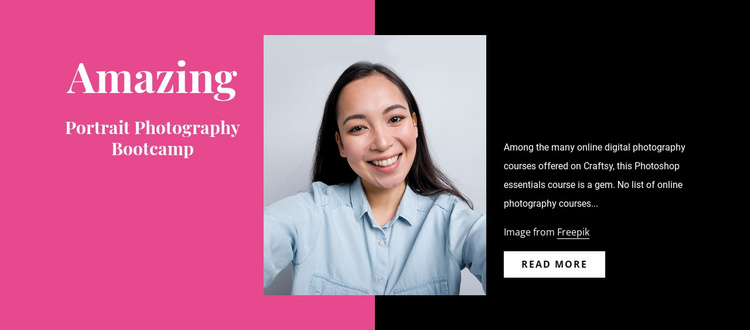 Portrait photography courses eCommerce Template