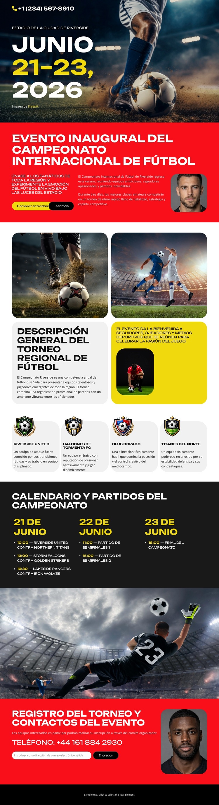 Evento del Campeonato de Fútbol Plantilla de sitio web
