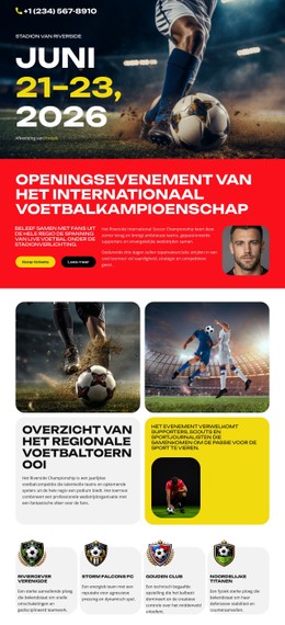 Voetbalkampioenschapsevenement Gratis CSS-Websitesjabloon