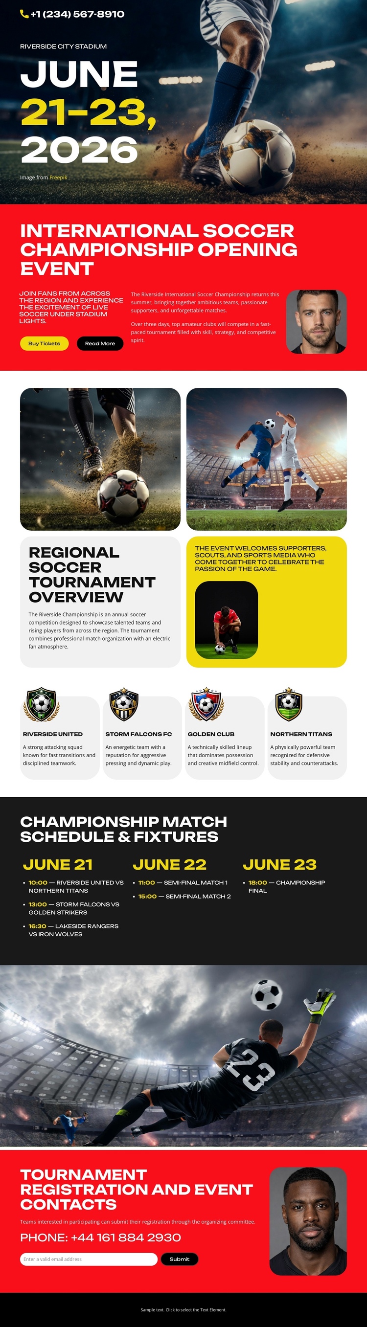Soccer Championship Event One Page Template