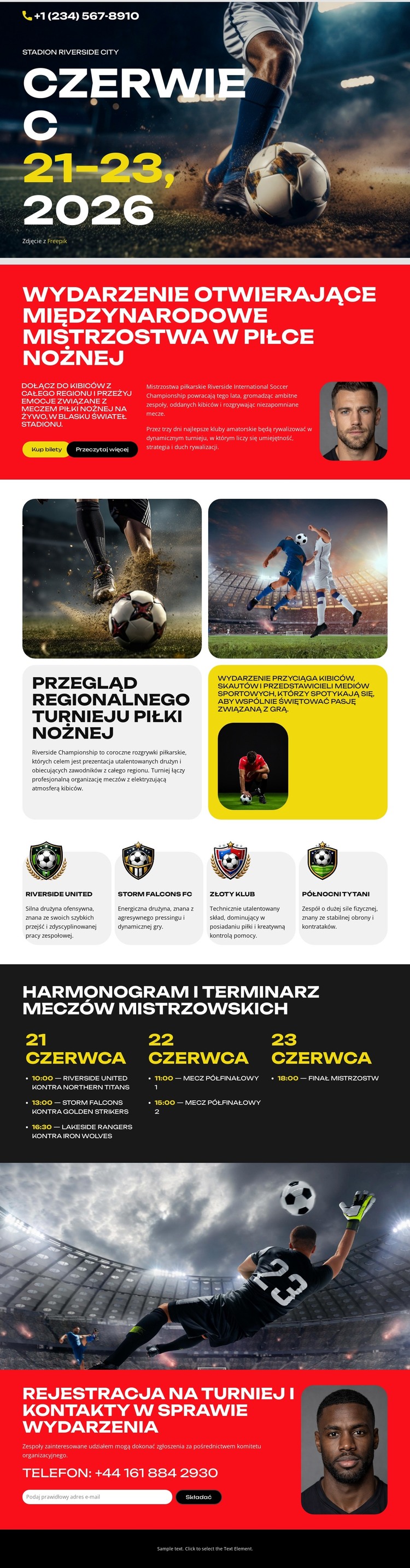 Wydarzenie Mistrzostw w Piłce Nożnej Szablon HTML