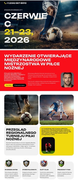 Wydarzenie Mistrzostw W Piłce Nożnej Szablon Witryny Sieci Web