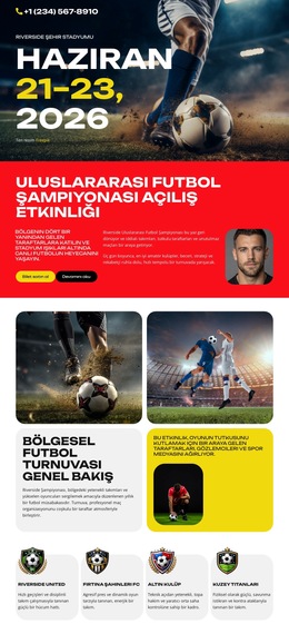 Futbol Şampiyonası Etkinliği Web Sitesi Şablonları