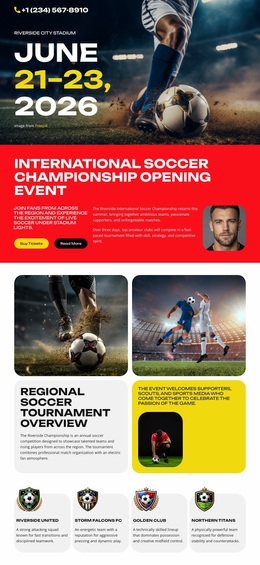 Soccer Championship Event Website Designs