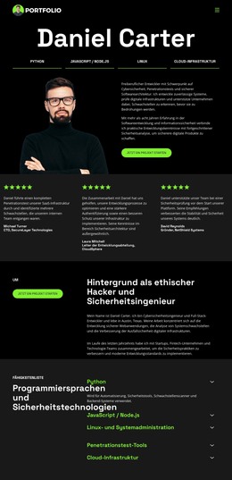 HTML-Seitendesign Für Hacker-Entwickler-Portfolio