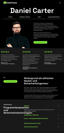 Hacker-Entwickler-Portfolio - Mobile Website-Vorlage