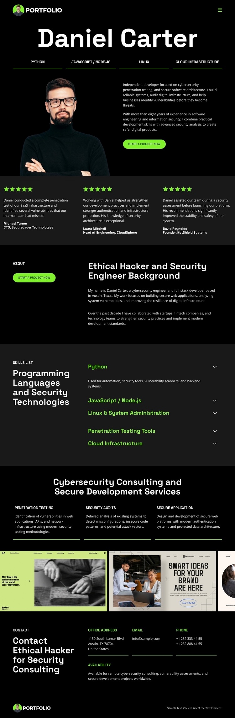 Hacker Developer Portfolio Html Code Example