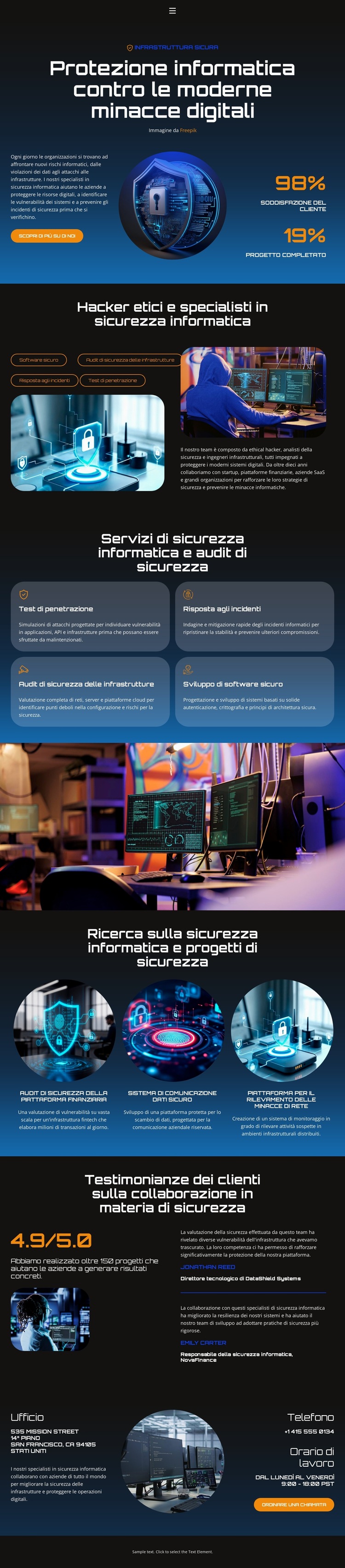 Hacker Cybersecurity Protection Modello di sito Web