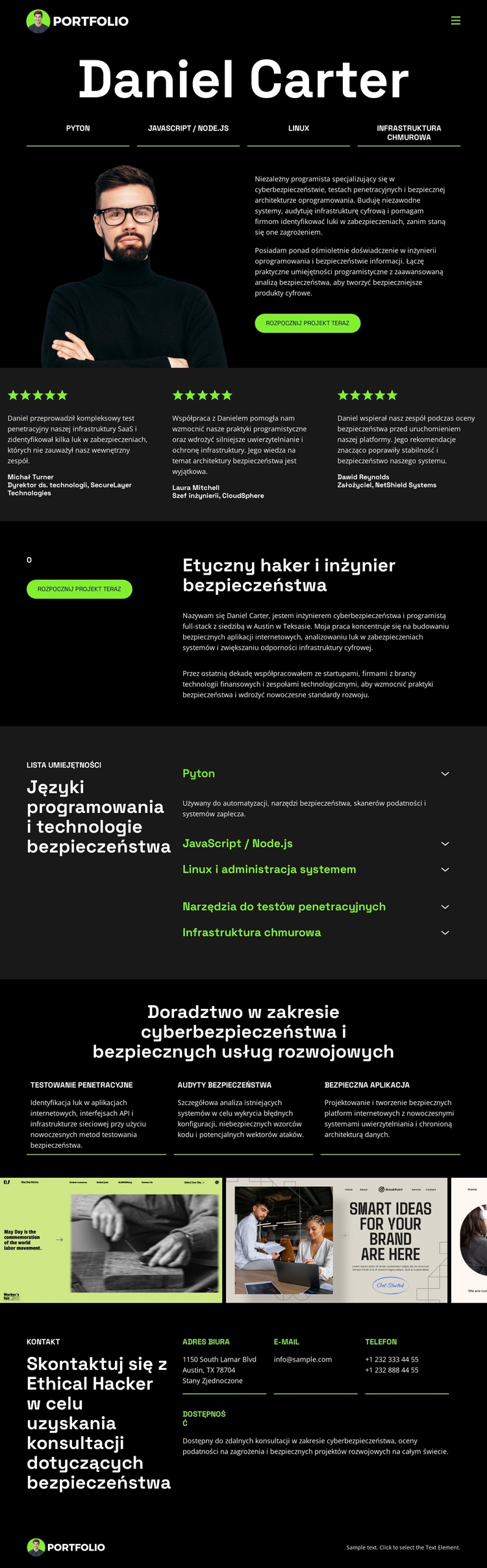 Portfolio programisty hakerów Motyw WordPress