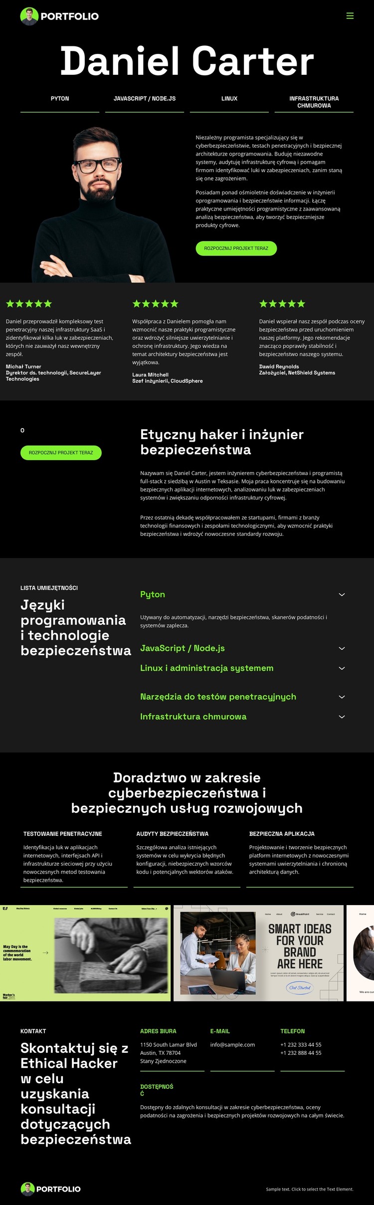 Portfolio programisty hakerów Szablon CSS