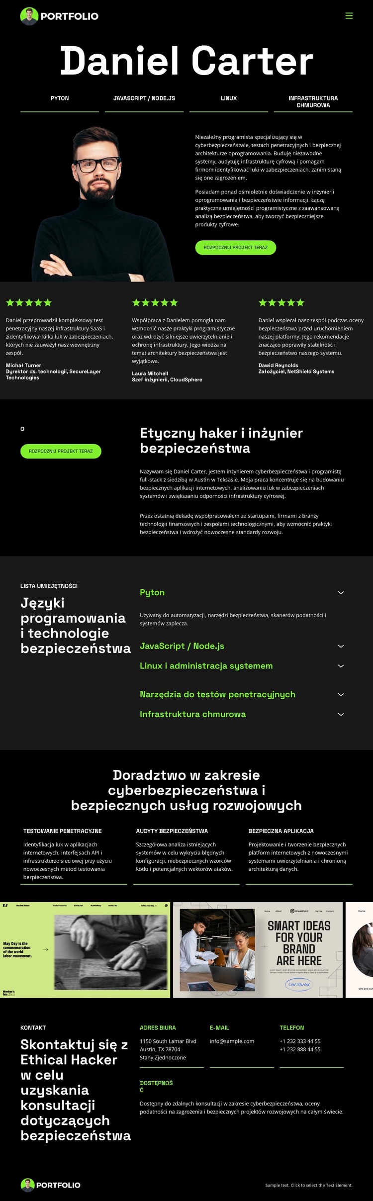 Portfolio programisty hakerów Szablon HTML