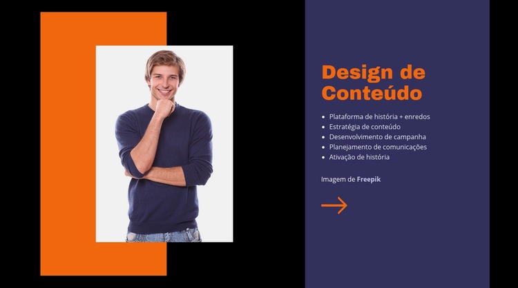 Design de conteúdo comercial Maquete do site