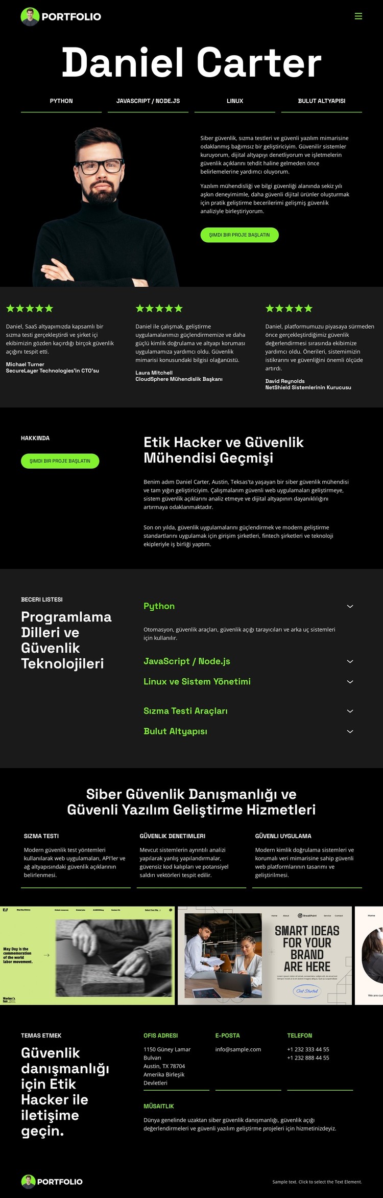 Hacker Geliştirici Portföyü CSS Şablonu