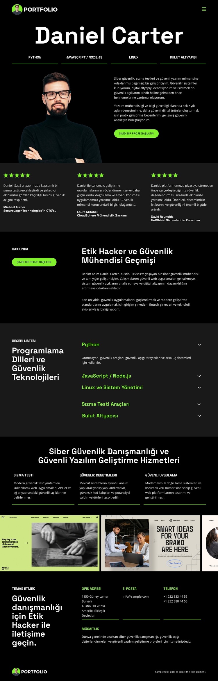 Hacker Geliştirici Portföyü WordPress Teması