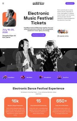 lectronic Music Festival Ticket CSS Templates