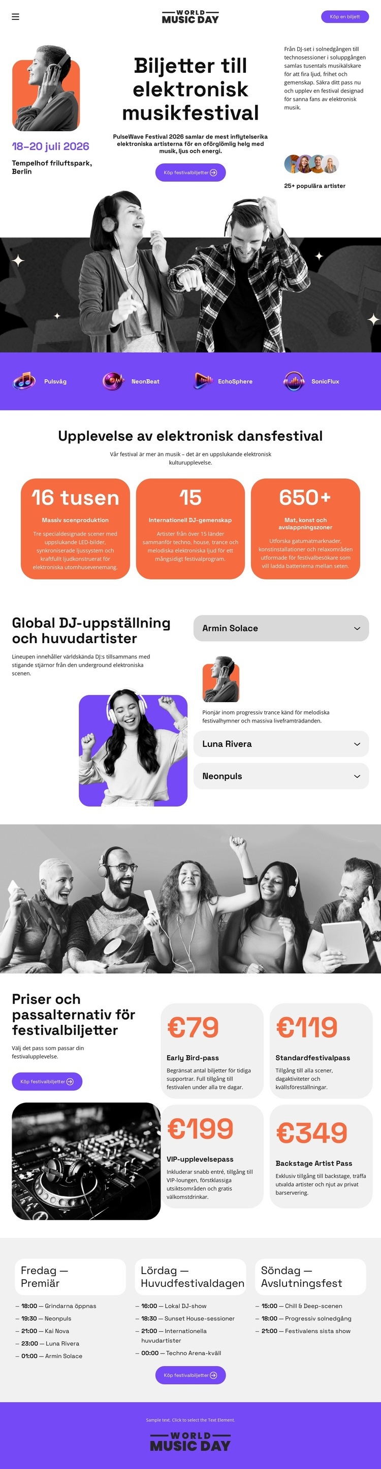 Biljett till elektronisk musikfestival Mall