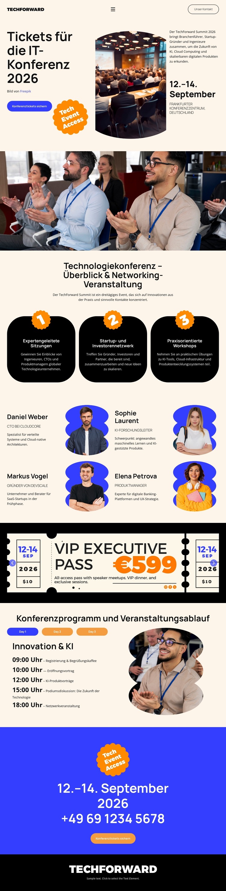 IT Conference Ticket Website-Vorlage