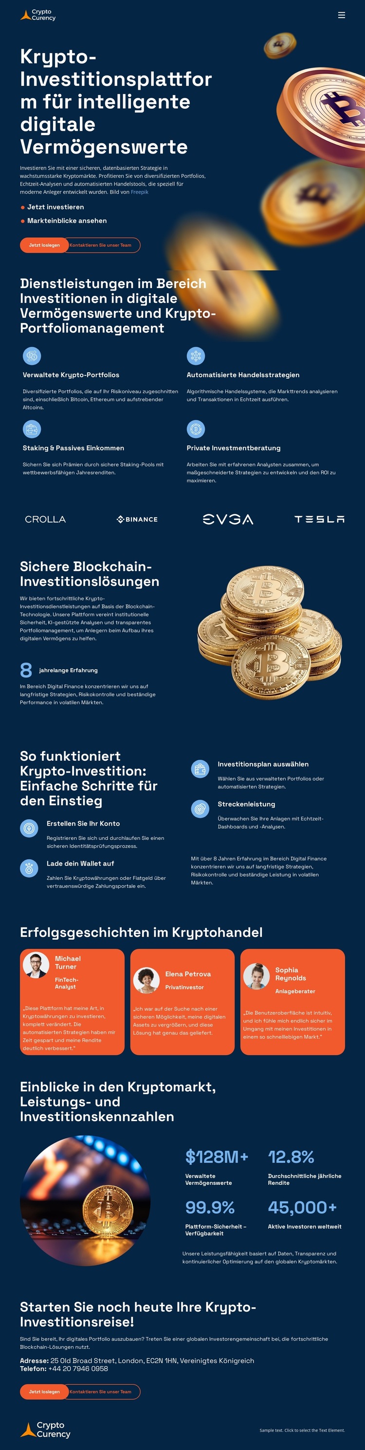 Kryptohandel & -investitionen Website-Vorlage
