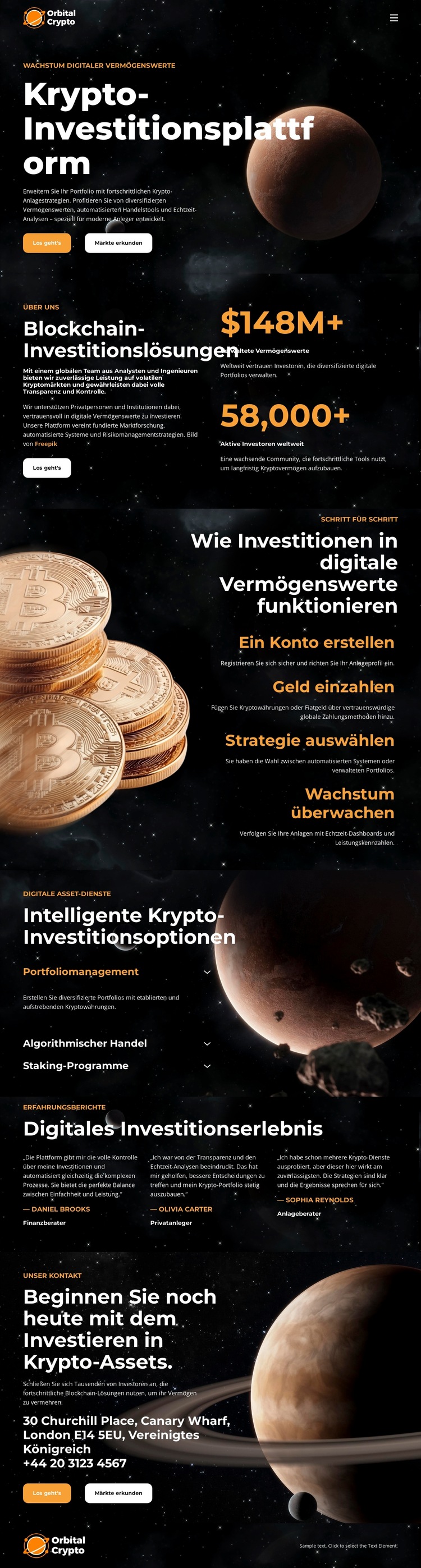 Krypto-Investitionsplattform Website-Vorlage