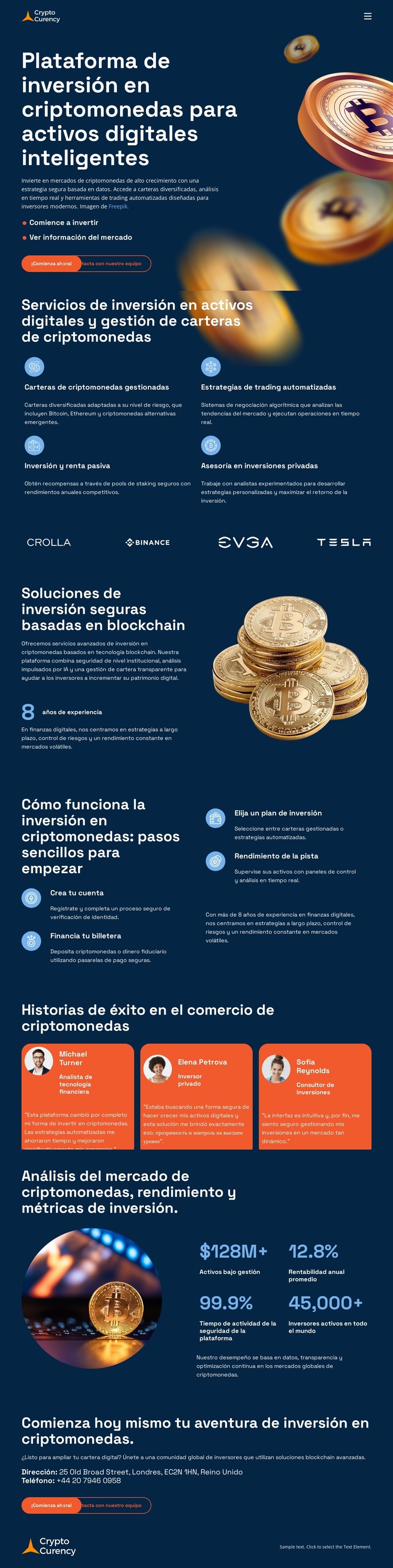 Comercio e inversión en criptomonedas Plantilla HTML