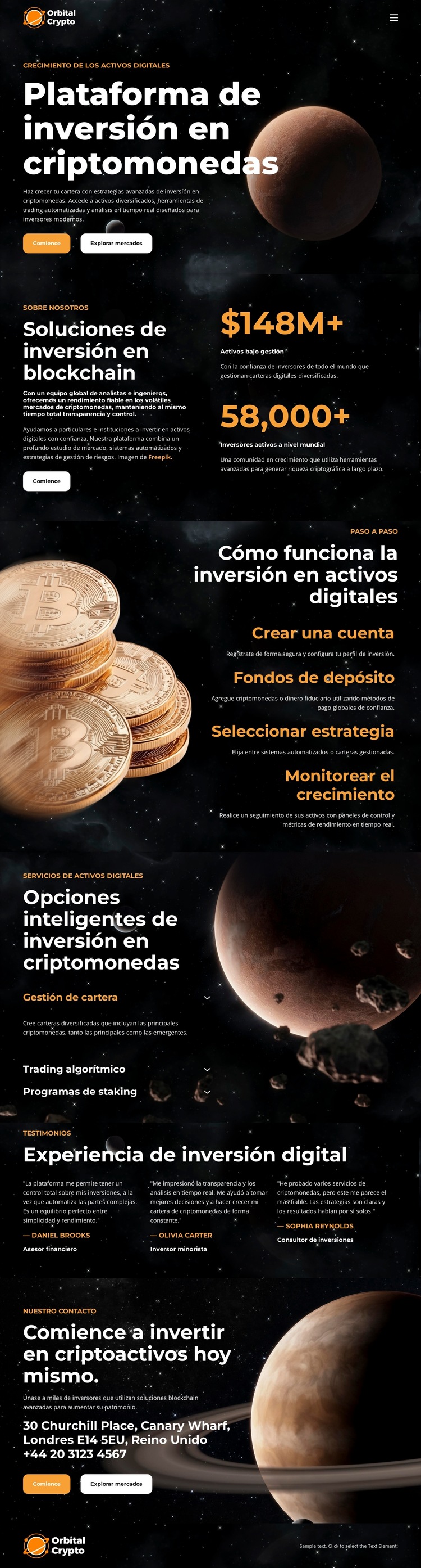 Plataforma de inversión en criptomonedas Plantilla de sitio web