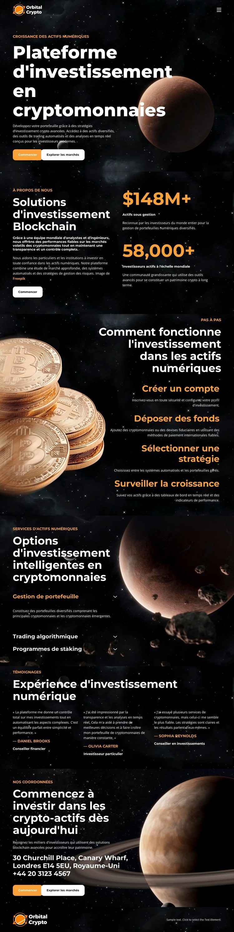 Plateforme d'investissement en cryptomonnaies Modèle CSS