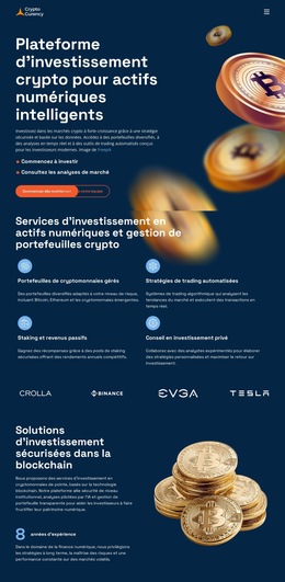 Trading et investissement en cryptomonnaies Modèles de sites Web