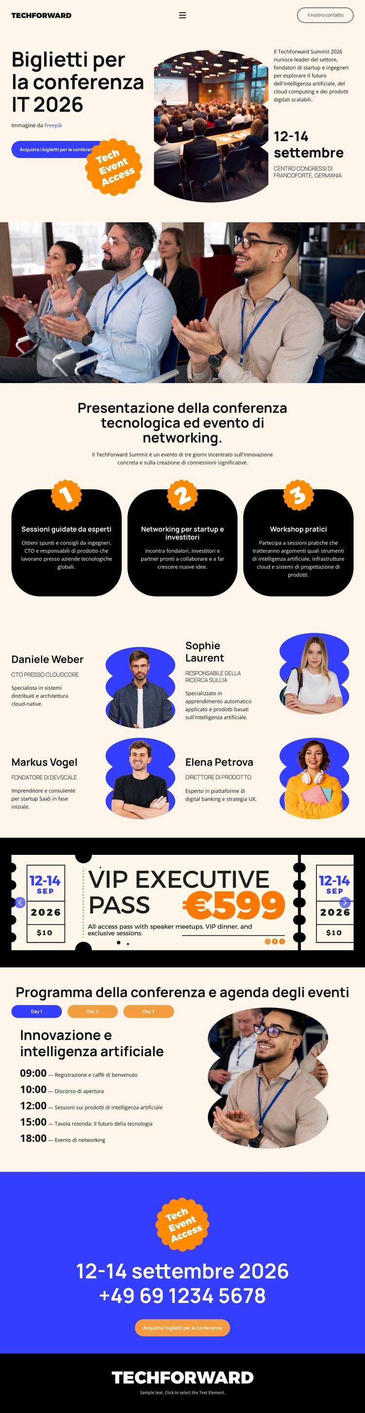 IT Conference Ticket Modello di sito Web