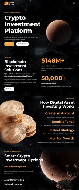 Crypto Investment Platform - One Page Template by Nicepage