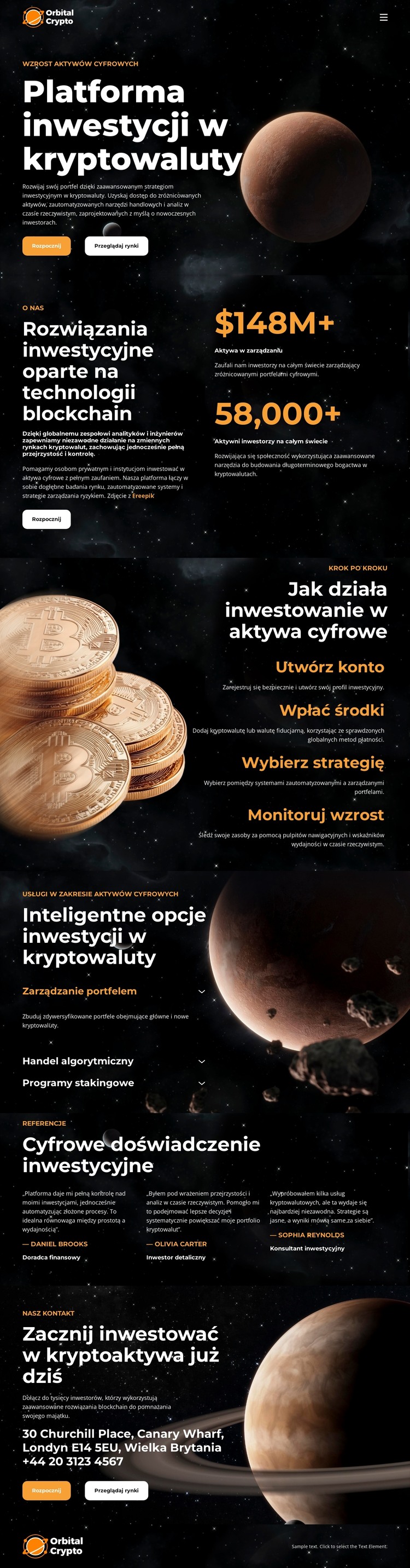 Platforma inwestycji w kryptowaluty Szablon HTML